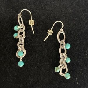 Sterling Silver Turquoise Drop Dangle Earrings Beads 2.25" I purchased these ear